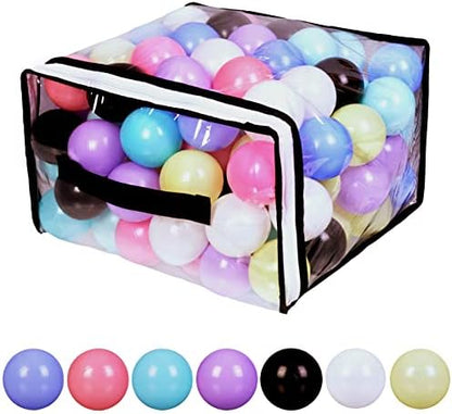 Ball Pit Balls Phthalate Free BPA Free Crush Proof Plastic - 7 Bright Colors in Reusable Play Toys for Kids with Storage Bag