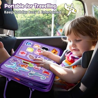 Toddler Busy Board - Montessori Toys for Toddler Girl Birthday Gift - Busy Book for Toddlers 3-5, Montessori Educational Learning Sensory Travel Activities Toys for Kids Ages 3-5
