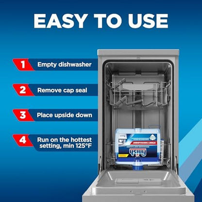 Finish Dishwasher Cleaner Liquid, Deep Cleans Hidden Grease & Limescale, Fights Odors & helps maintain Performance, 1 Year Supply, 8.45oz, 4 Bottle