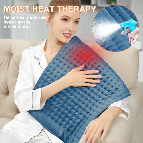 Heating Pad-Electric Heating Pads for Back,Neck,Abdomen,Moist Heated Pad for Shoulder,Knee,Hot Pad for Arms and Legs,Dry&Moist Heat & Auto Shut Off(Blue, 33''×17'')