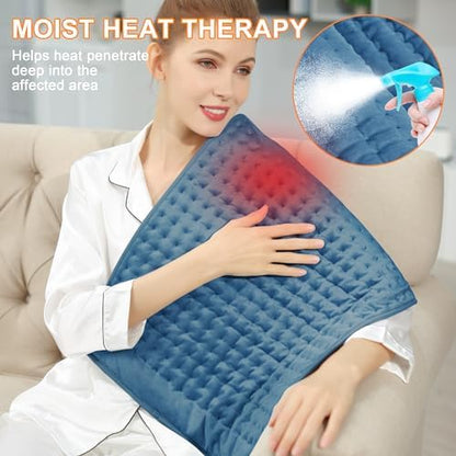 Heating Pad-Electric Heating Pads for Back,Neck,Abdomen,Moist Heated Pad for Shoulder,Knee,Hot Pad for Arms and Legs,Dry&Moist Heat & Auto Shut Off(Blue, 33''×17'')
