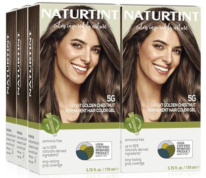 Naturtint 5G Light Golden Chestnut Permanent Hair Color (Pack of 6), Ammonia Free, Vegan, Cruelty Free, up to 100% Gray Coverage, Long Lasting Results (Packaging may vary)