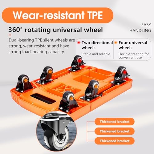 Folding Hand Truck500lbs, Portable Heavy Duty Dolly Cart, 6 Wheels Collapsible Luggage Cart with 2 Elastic Ropes - Compact Trolley Cart for Easy Moving - Ideal Hand Cart for Travel and More