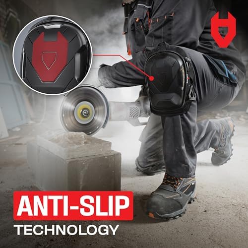 NoCry Professional Construction Knee Pads for Men and Women with Non-Slip Heavy Duty Cap and Ankle Support — Thick Foam and Gel Cushioning — Reinforced, Adjustable Straps and Military-grade Rivets