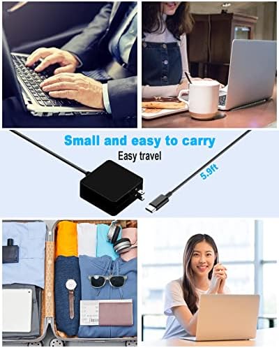 65W USB C Power Adapter, Fiattigear Type C Power PD Wall Fast Charger Compatible with Mac Book Pro, Dell Latitude, Lenovo, Huawei Matebook, HP Spectre, Acer Chromebook and Any Laptops or Smart Phones1