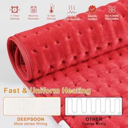 Heating Pad,Electric Heating Pads for Back,Hot Heated Pad for Abdomen,Shoulder,Knee,Multiple Temp and Auto Shut Off