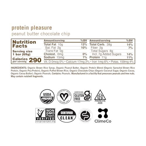 GoMacro MacroBar Organic Vegan Protein Bars - Peanut Butter Chocolate Chip (2.4 Ounce Bars, 12 Count)