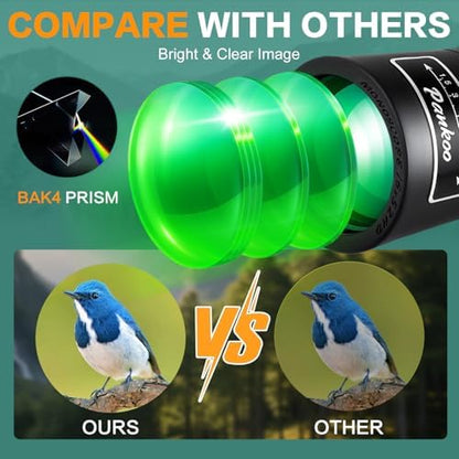Pankoo 16X52 Monocular Telescope, 2025 High Power Prism Compact Monoculars for Adults Kids, HD Monocular Scope for Bird Watching Hiking Concert Travelling, D-Black