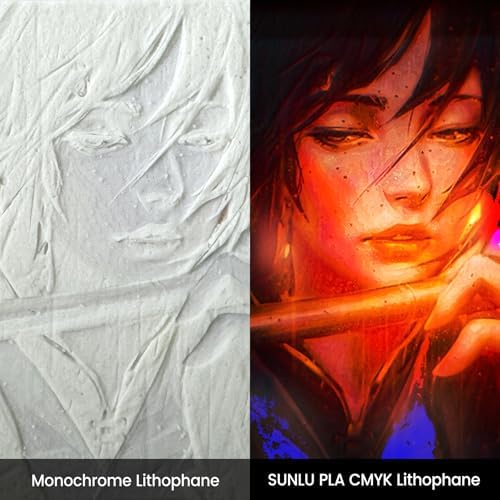 SUNLU CMYK Lithophane PLA Filament 1.75mm, 4kg 3D Printer Filament Bundle, Compatible with AMS and Regular FDM 3D Printers, 4kg in Total, 1kg per Spool, 4 Packs, 4 Colors, White+Cyan+Magenta+Yellow