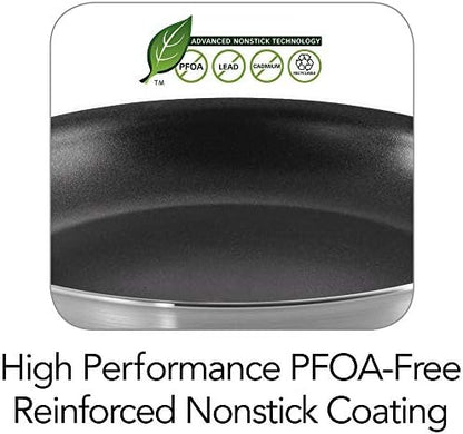 Tramontina Professional 10-Inch Non Stick Frying Pan, Heavy-Gauge Aluminum Skillet with Reinforced Nonstick Coating, Red Handle, Dishwasher and Oven Safe
