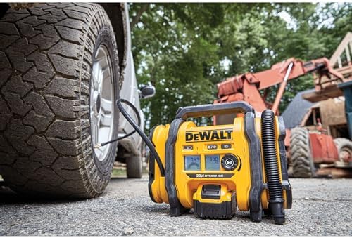 DEWALT Tire Inflator Portable Air Compressor 20V MAX, Air Pump with Automatic Shut Off, LED Light, Tool Only (DCC020IB)