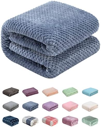 Fuzzy Throw Blanket, Plush Fleece Blankets for Adults, Toddler, Boys and Girls, Warm Soft Blankets and Throws for Bed, Couch, Sofa, Travel and Outdoor, Camping (Throw(50"x70"), L-Smoked Blue)