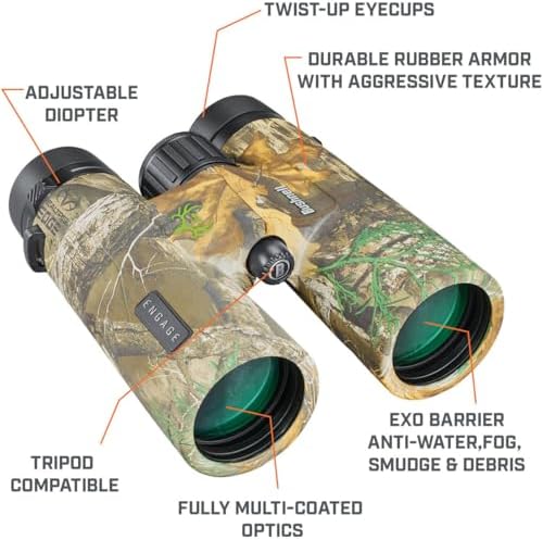 Bushnell Engage X 10x42mm Binoculars, IPX7 Waterproof and Lightweight Binoculars for Hunting, Travel, and Camping