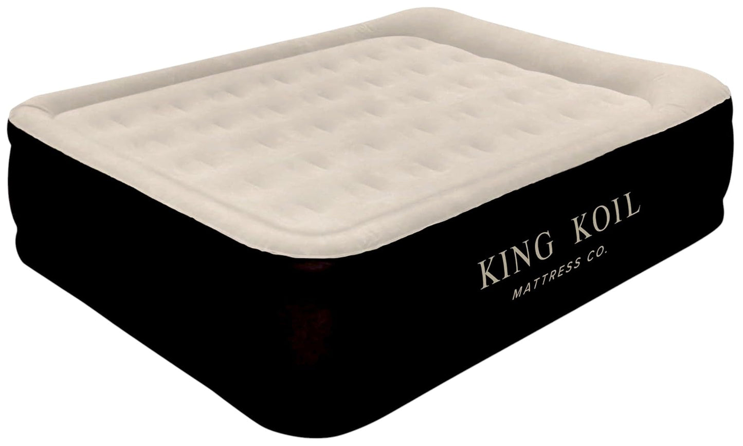 King Koil Luxury Queen Size Air Mattress with Built-in High-Speed Pump, 20" Adjustable Double High Premium Pillow Top Inflatable Airbed for Guests, Camping & Home (Manufacturer Warranty)