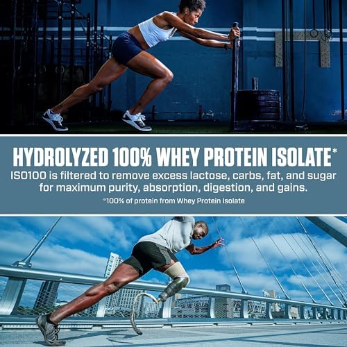 Dymatize ISO100 Whey Protein Powder Isolate, Chocolate Peanut Butter, 25g of Protein, 5 Pound, 5.5g BCAAs, Less Than 120 Cal., Gluten Free, 1g Fat, 1g Sugar, 2g Carb (71 Servings)