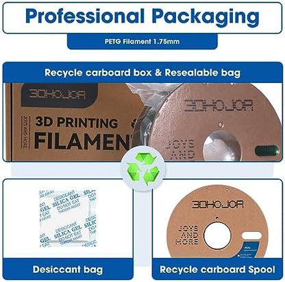 PETG Filament 1.75mm, PETG 3D Printing Filament, 2.2 LBS (1KG) Cardboard Spool, Fit Most FDM 3D Printer, Green…