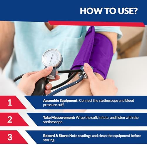 Deluxe Aneroid Sphygmomanometer Blood Pressure Monitor Set – 2-Pack – Adult Cuff, Carrying Case & Calibration Tool – High Contrast Dial for Accurate Readings – Portable & Durable Design – Purple