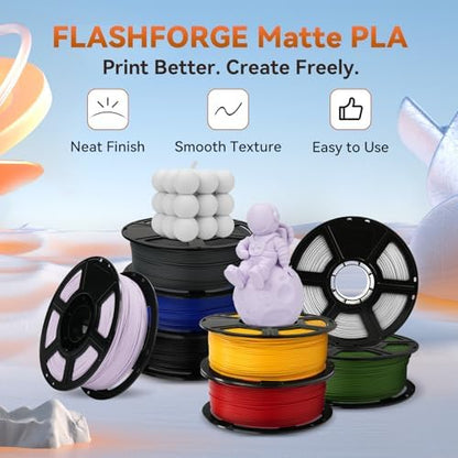 FLASHFORGE PLA Filament 1.75mm +/- 0.02mm, Matte Red 3D Printer Filament 1kg (2.2lbs) Spool, Excellent Printing Performance, Easy to Use for Most FDM 3D Printers