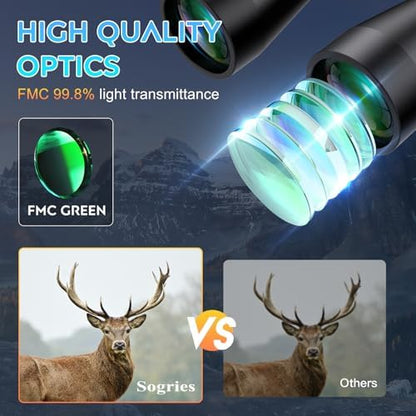 20x60 Binoculars for Adults High Powered, Waterproof & Fog Proof Compact Binoculars for Bird Watching with Low Light Vision, Hunting,Travel,Includes Carrying Bag