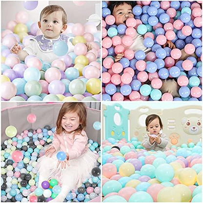 Ball Pit Balls Phthalate Free BPA Free Crush Proof Plastic - 7 Bright Colors in Reusable Play Toys for Kids with Storage Bag