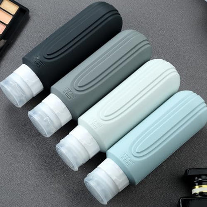 Travel Bottles for Toiletries, Large 6oz Oversize Containers, BPA Free Leak Proof Tubs Refillable Liquid Traveler Accessories with Toiletry Bag for Cometic Shampoo and Lotion Soap (4 Pack)