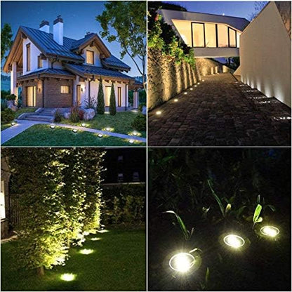 Solar Ground Lights, Waterproof Solar Garden Lights, Upgraded Outdoor Garden Waterproof Bright in-Ground Light, Landscape Lighting for Pathway,Yard,Deck,Lawn,Patio,Walkway (12 Pack Warm Light)