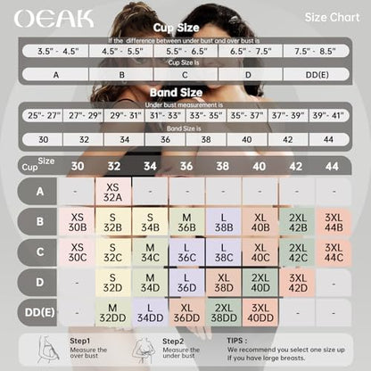 OEAK Womens Deep V Bras Wireless Comfortable Bra Supportive No Underwire Bras Tshirt Push Up Bralettes Plunge Seamless Bra