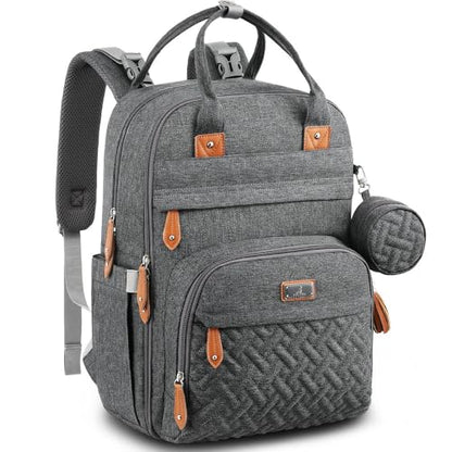 BabbleRoo Diaper Bag Backpack - Baby Essentials Travel Tote - Multi Function Waterproof Diaper Bag, Travel Essentials Baby Bag with Changing Pad, Stroller Straps & Pacifier Case - Unisex, Dark Gray