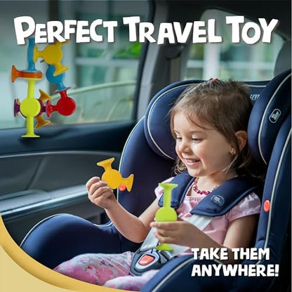 BUNMO Bath Toys Suction - Connect, Build, Create - Toddler Bath Toys - Hours of Fun & Creativity - Fine Motor Skills - Stimulating Sensory Toys - Non-Mouthable Toy 3+ - Smooth 24 Pack