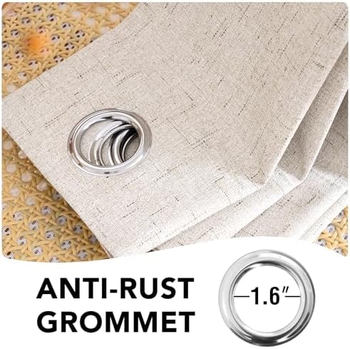 H.VERSAILTEX Linen 100% Blackout Curtains for Bedroom Full Light Blocking Curtains, Textured Window Curtain for Living Room 84 inch Grommet, Energy Efficient Curtains White Liner(2 Panels, Natural)