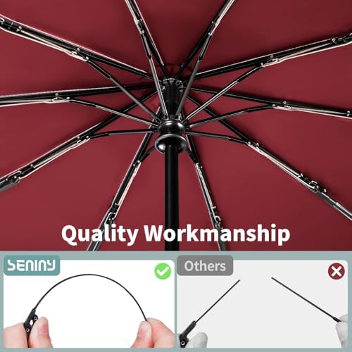 Seniny Windproof Travel Umbrella, Automatic Umbrellas for Rain, Portable & Compact Umbrellas for Backpack, Strong UV for Protection, Folding Small Sun Umbrella for Car, Walking