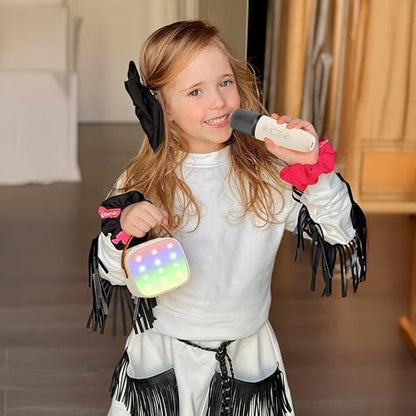 YLL Mini Karaoke Machine with 2 Wireless Microphones for Kids Adults, Portable Bluetooth Speaker Gift for Girls Toys 4, 5, 6, 7, 8, 10, 12+ Years Old Teens Birthday(Beige)