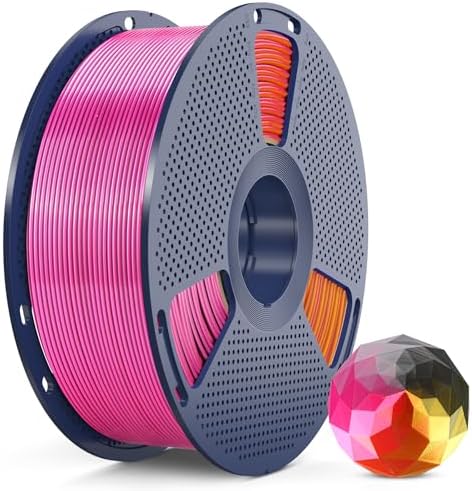 SUNLU PLA+ Silk Filament, Four-Color 3D Printer Filament 1.75mm, Dimensional Accuracy +/- 0.02mm, 1KG Spool(2.2 lbs), Silk Quadruple Color(Black Red Yellow Grey)