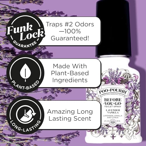 Poo-Pourri Before-You-Go Toilet Spray, Lavender Vanilla, Refill Bottle 16 Fl Oz - Lavender, Vanilla and Citrus