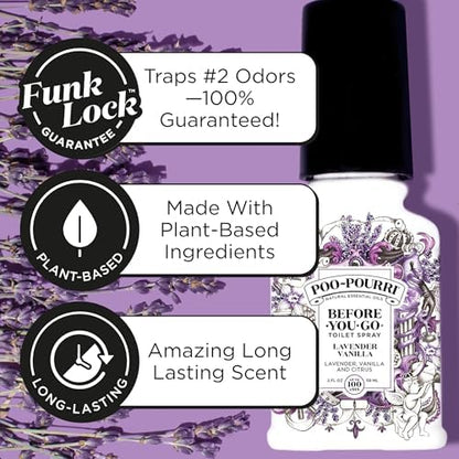 Poo-Pourri Before-You-Go Toilet Spray, Lavender Vanilla, Refill Bottle 16 Fl Oz - Lavender, Vanilla and Citrus