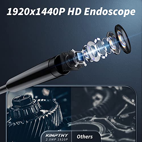 Endoscope Camera with Light,1920P HD Borescope Tools with 8 Adjustable LED Lights, Endoscope with Semi-Rigid Snake Camera, Inspection Borescope for iOS and Android-16.4ft Single Lens