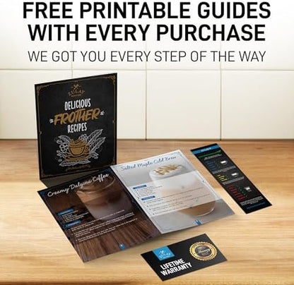 Zulay Kitchen Powerful Milk Frother Wand With 4 AA Duracell Batteries - Ultra Fast Handheld Drink Mixer - Electric Whisk Foam Maker for Coffee, Lattes, Cappuccino, Matcha & Creamer -