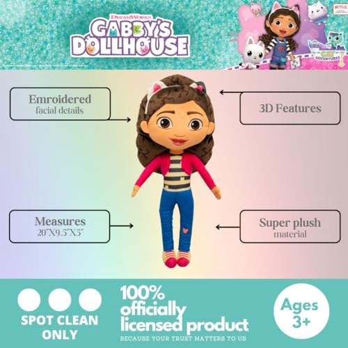 Franco DreamWorks Gabby's Dollhouse Kids Bedding Super Soft Plush Decorative Throw Cuddle Pillow, (Officially Licensed Product)