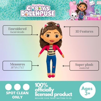 Franco DreamWorks Gabby's Dollhouse Kids Bedding Super Soft Plush Decorative Throw Cuddle Pillow, (Officially Licensed Product)