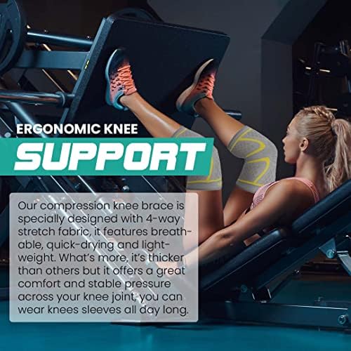 Modvel Compression Knee Brace for Women & Men, 2-Pack Knee Brace for Running Knee Pain, Knee Support Compression Sleeve, Workout Sports Knee Braces for Meniscus Tear, ACL & Arthritis Pain Relief