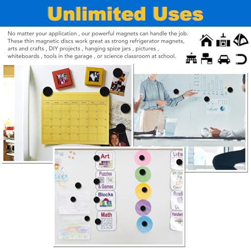 LOVIMAG 30 Pack Strong Magnets, Black Magnets with Adhesive Backing, Rare Earth Magnets Heavy Duty for Fridge, whiteboard, Office, Scientific, Tool Room - 0.98x0.08inch