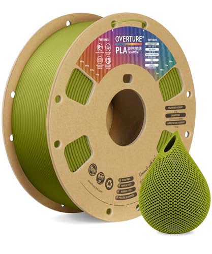 OVERTURE PLA Filament 1.75mm, Neatly Wound 3D Printer Filament 1kg Spool (2.2lbs), Dimensional Accuracy +/- 0.02 mm, Fit Most FDM 3D Printers (Olive Green)
