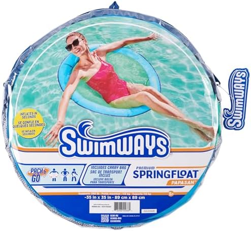 SwimWays Spring Float Premium Papasan Pool Lounger, Inflatable Pool Floats Adult with Fast Inflation for Ages 15 & Up