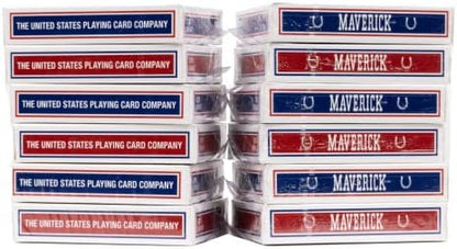 Maverick Playing Cards, Standard Index, Red and Blue, 12 Pack