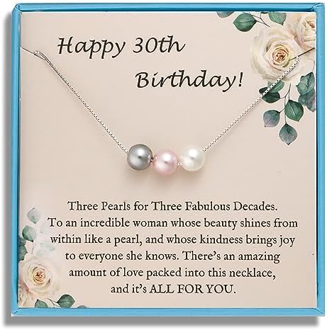 Sereney Birthday Gifts for Girls Women, Sterling Silver Pearl Necklace as 7 9 10 11 13 15 16 18 21 30 40 50 60 Year Old Birthday Gifts, Single Pearl Necklace as Bday Gifts for Friends