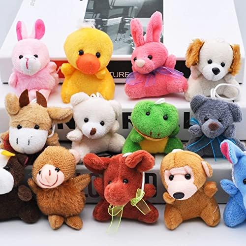 JOYIN 24 Pack Mini Animal Plush Toy Assortment (24 Units 3" Each), Animals Keychain Decoration for Kids, Small Stuffed Animal Bulk for Kids, Carnival Prizes, School Gifts, Valentine's Day Party Favors