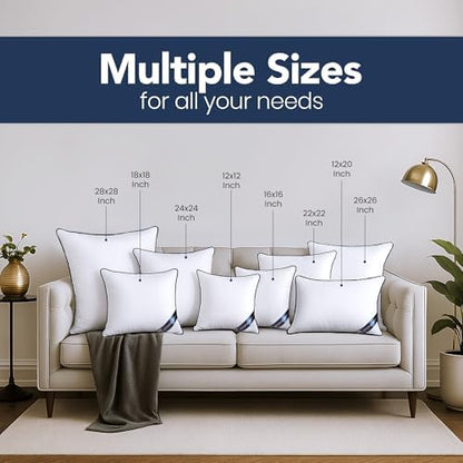 Utopia Bedding Throw Pillow Inserts (Pack of 4, White), 18 x 18 Inches Decorative Indoor Pillows for Sofa, Bed, Couch, Cushion Sham Stuffer