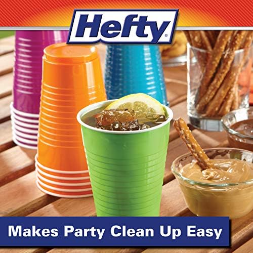 Hefty Party On Disposable Plastic Cups, Assorted, 16 Ounce, 100 Count (Pack of 2)
