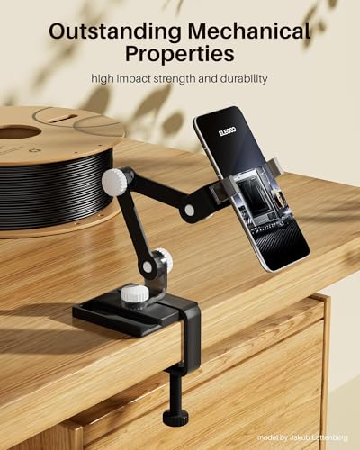 ELEGOO PC Filament 1.75mm Black 1KG, Tough and Durable Professional 3D Printer Filament Dimensional Accuracy +/- 0.05mm 1KG Spool Heat Resistant 3D Printing Polycarbonate Material