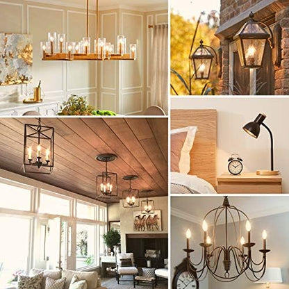 12-Pack Dimmable E12 LED Candelabra Bulbs 60W Equivalent, 2700K Soft Warm White, 600 Lumens B11 Candle Base 6W C35 LED Filament Vintage Light Bulbs, Clear Glass for Chandelier Ceiling Fan High CRI 90+